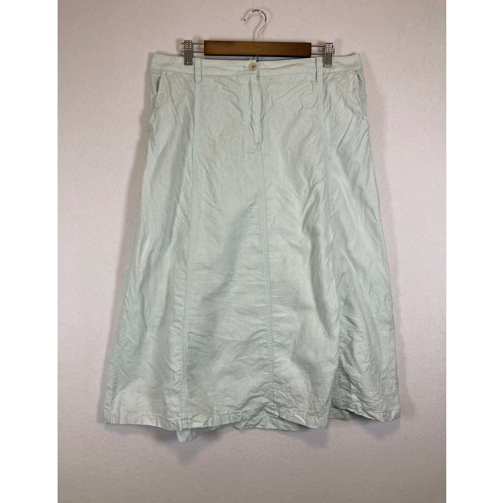 Talbots 100% Linen Midi Skirt Women 14 Paneled‎ A-Line Pockets Casual Summer